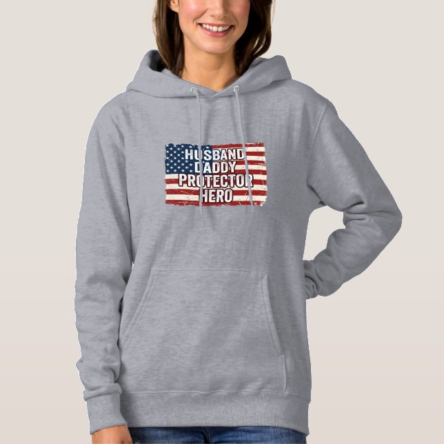Pull À Capuche Chemise de drapeau de héros protecteur mari patrio (Devant)