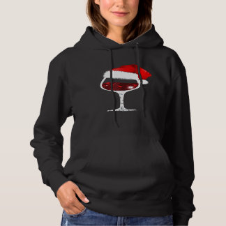 Pull À Capuche Chemise de Noël Verre à Vin Amants du Vin Chapeau