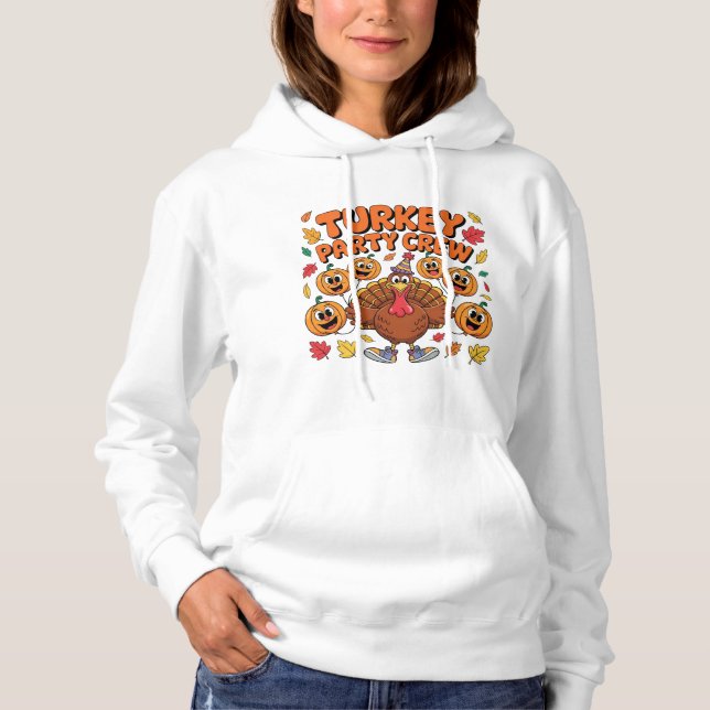 Pull À Capuche Chemise drôle de l'équipe de fête de Thanksgiving  (Devant)