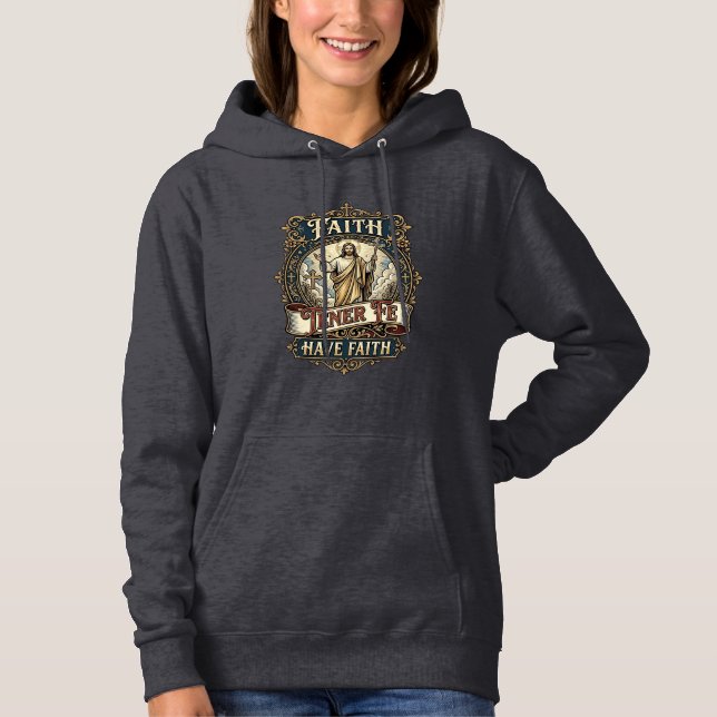 Pull À Capuche Chemise Jésus Familles Bilingues Multiculturelles  (Devant)