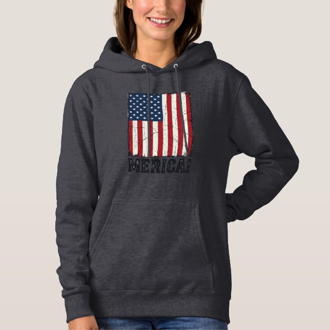 Pull À Capuche Chemise vectorielle patriotique drapeau Merica en  (Devant)