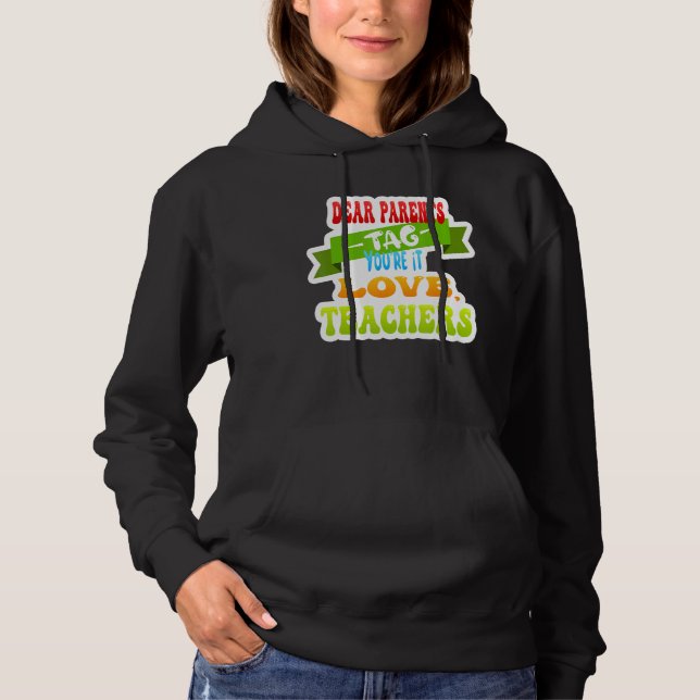 Pull À Capuche Chers parents Étiquette Vous êtes ça l'amour Ensei (Devant)