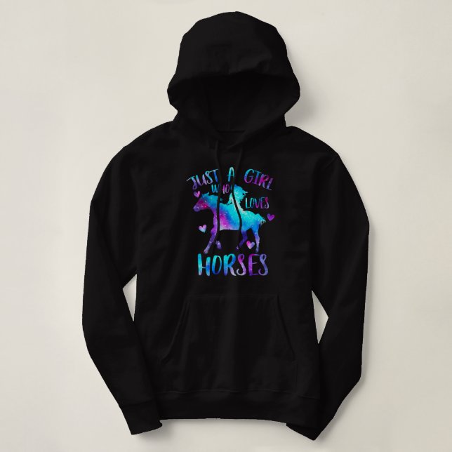 Pull À Capuche Cheval Cheval Juste une fille qui aime Chevaux 3 C (Design devant)