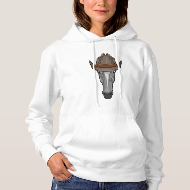 Pull À Capuche Cheval en Cowboy avec Chapeau (Devant)