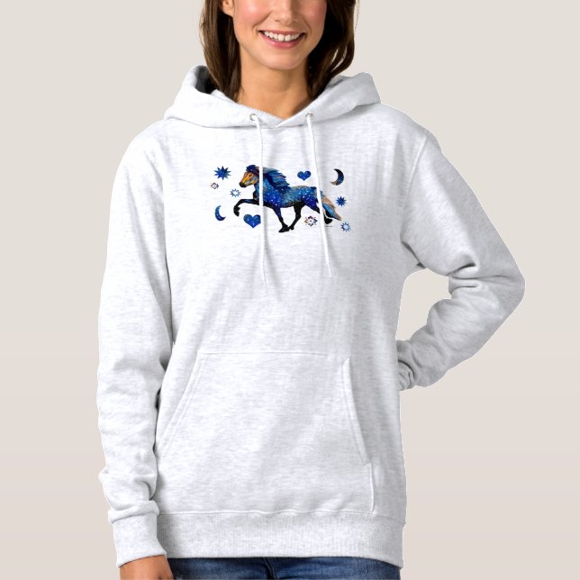 Pull À Capuche Cheval islandais Nuit étoilée (Devant)