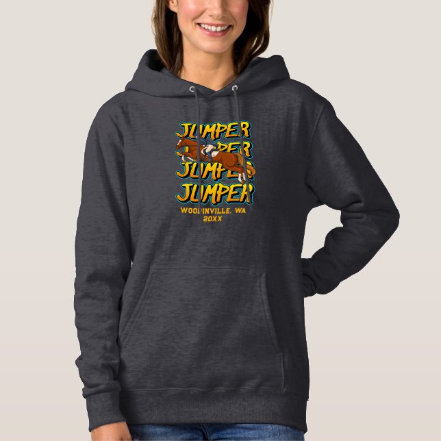 Pull À Capuche Cheval Jumper personnalisé Événement ou emplacemen (Devant)