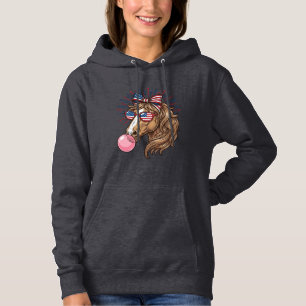 Pull À Capuche Cheval Patriotique Bubble Gum Vintage Vector T-Shi