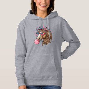 Pull À Capuche Cheval Patriotique Bubble Gum Vintage Vector T-Shi