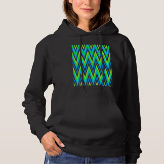 Pull À Capuche Chevron In Blue Green Yellow Zigzags