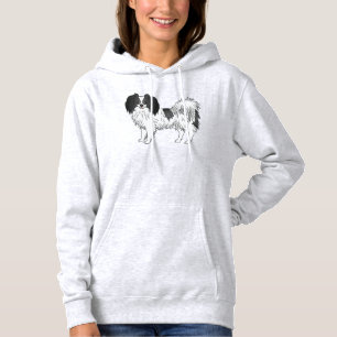Pull À Capuche Chien adorable Phalène noir et blanc Design