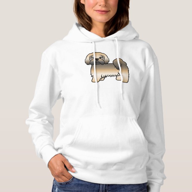 Pull À Capuche Chien de dessin animé mignon Lhasa Apso Sable Doré (Devant)