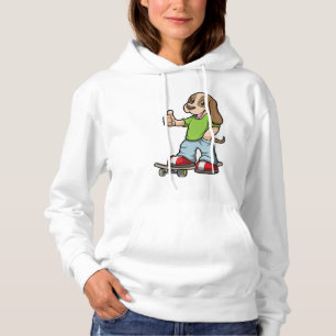 Pull À Capuche Chien en Skate avec Skateboard