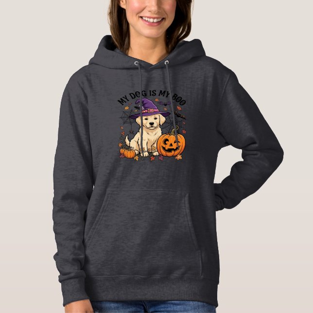 Pull À Capuche Chien est Boo Halloween Sorcière Chiot Citrouille_ (Devant)