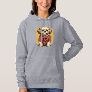 Pull À Capuche Chien Mignon J'Aime Papa Gravure Vintage Vector De