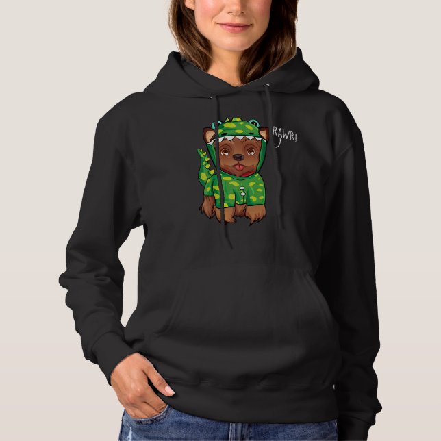 Pull À Capuche Chien Rawr Yorkshire Terrier Dinosaur (Devant)