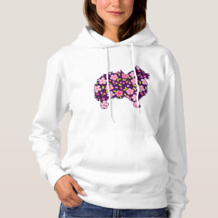 Pull À Capuche Chiens de Poméranie Fleur Motif Poméraniens Lover