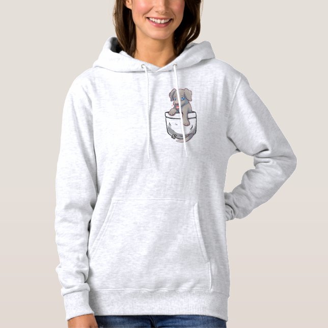 Pull À Capuche Chiot mignon de Weimaraner de poche (Devant)