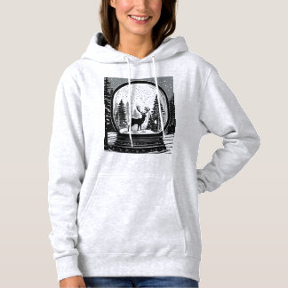 Pull À Capuche Chrismas deer and trees hoodie for women