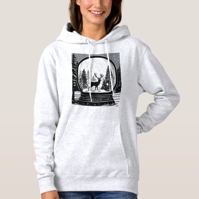 Pull À Capuche Chrismas deer and trees hoodie for women (Devant)