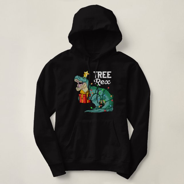 Pull À Capuche Christmas Dinosaur Tree Rex Cute Boys Kids TRex Xm (Design devant)