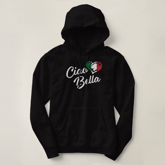 Pull À Capuche Ciao Bella - Italien Bonjour Beau Cadeau Long Sle (Design devant)