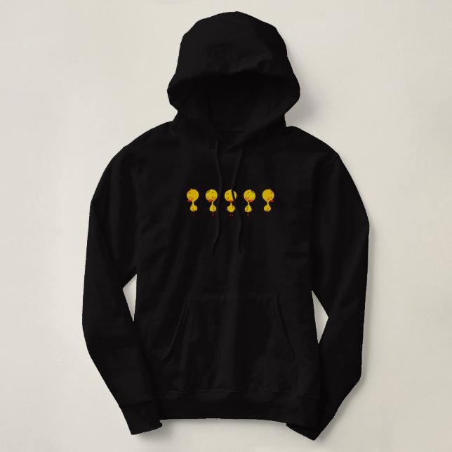 Pull À Capuche Cinq mignons Canards Jaunes Caricaturés (Design devant)