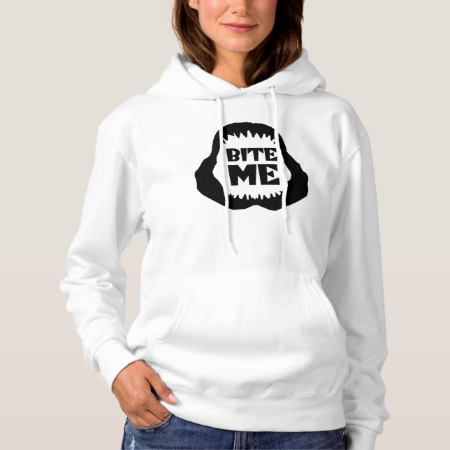 Pull À Capuche Citation Bite me - Requin Jaws (Devant)