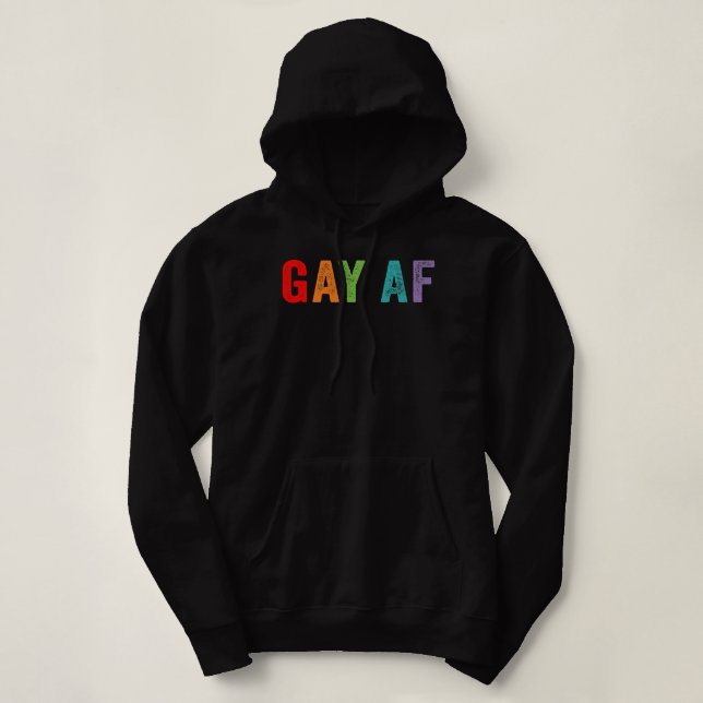 Pull À Capuche Citation de Gay pride gay AF Rainbow Queer disant  (Design devant)