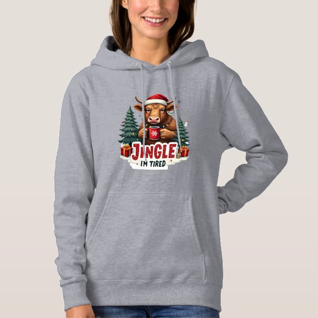 Pull À Capuche Citation de Noël drôle de vache des Highlands Vint (Devant)