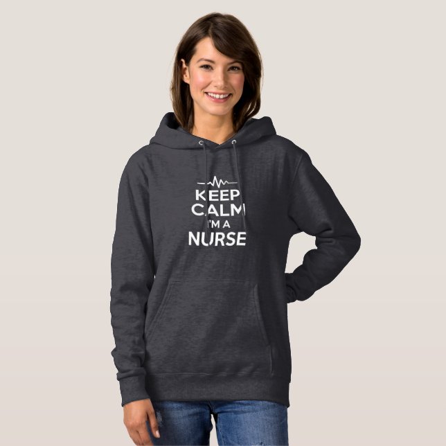 Pull À Capuche Citation Garder Son Calme Je Suis Infirmière (Devant entier)