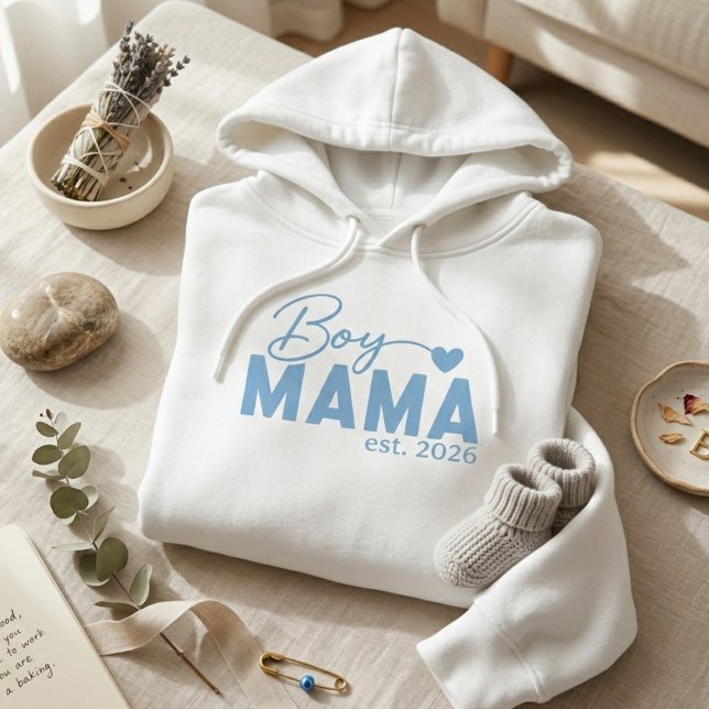 Pull À Capuche Citation Maman de Garçon Année Établie Mode Matern (Créateur téléchargé)