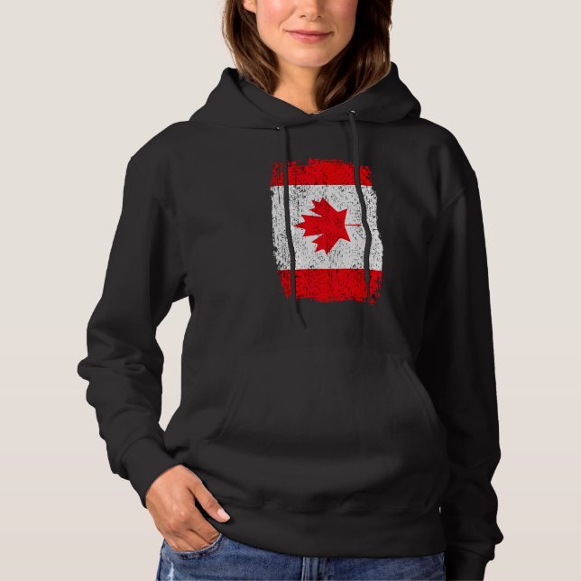 Pull À Capuche Citoyen canadien de la feuille d'érable en détress (Devant)
