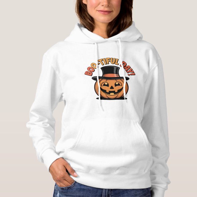 Pull À Capuche Citrouille de jour avec chapeau supérieur (Devant)