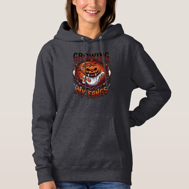 Pull À Capuche Citrouille de vampire aux crocs croissants Chauves (Devant)