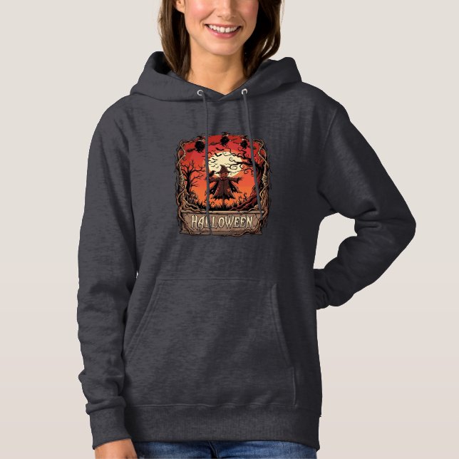 Pull À Capuche Citrouille d'Halloween Épouvantail Sorcières Plein (Devant)
