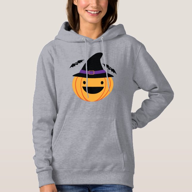 Pull À Capuche Citrouille Halloween Jack O Lantern Chauve-Souris (Devant)