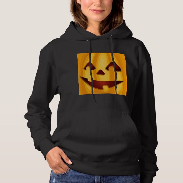 Pull À Capuche Citrouille sculpté souriant design Halloween (Devant)