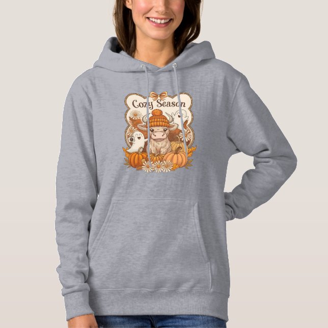 Pull À Capuche Citrouille-vache des Highlands Fantôme Halloween (Devant)