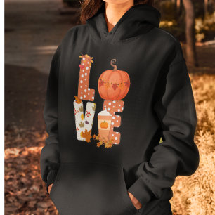 Pull À Capuche Citrouilles d'amour, Feuilles d'automne mignonnes