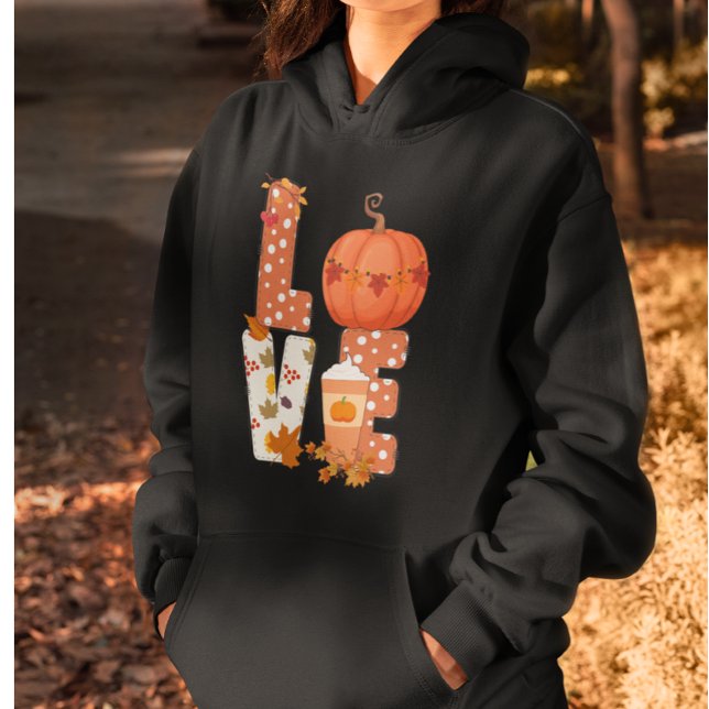 Pull À Capuche Citrouilles d'amour, Feuilles d'automne mignonnes  (Créateur téléchargé)