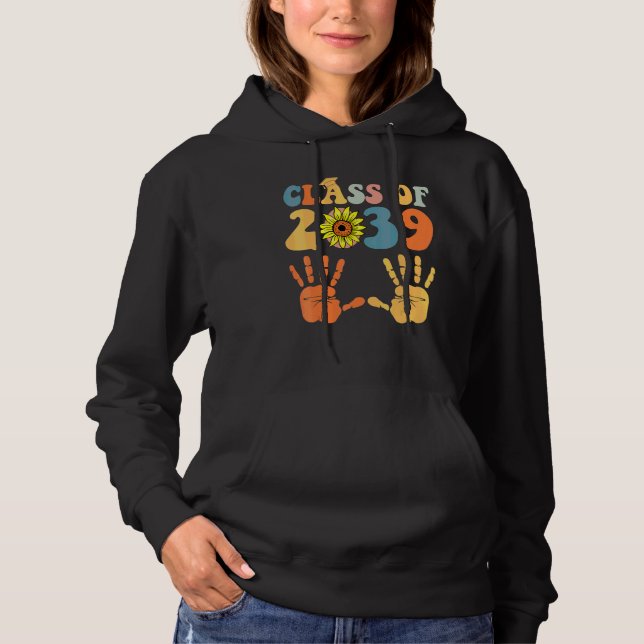 Pull À Capuche Classe de 2039 Grandir avec moi Empreinte de main  (Devant)