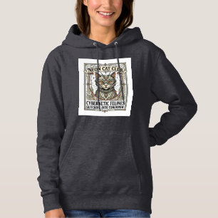 Pull À Capuche Club Chat Néon Chat Cyberpunk Vintage Art Vector S