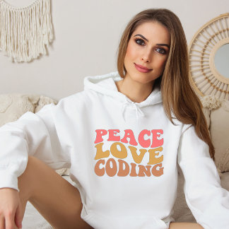 Pull À Capuche Codage d'amour de paix rétro
