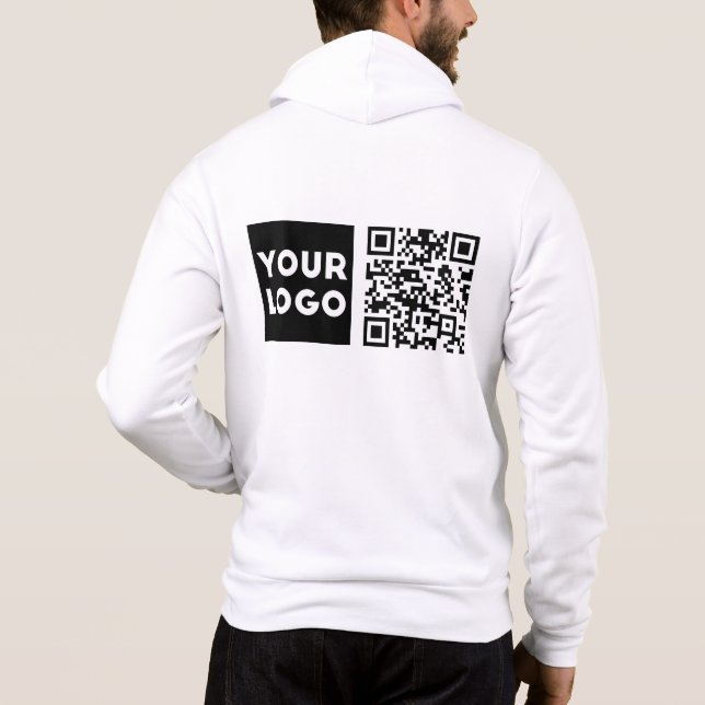 Pull À Capuche Code QR modifiable & logo ou image de votre entrep (Dos)