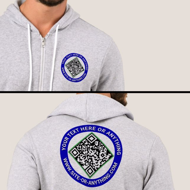 Pull À Capuche Code QR professionnel personnalisé (Scan Me) promo (Custom modern Business Company QR Code Scan Text TShirts)