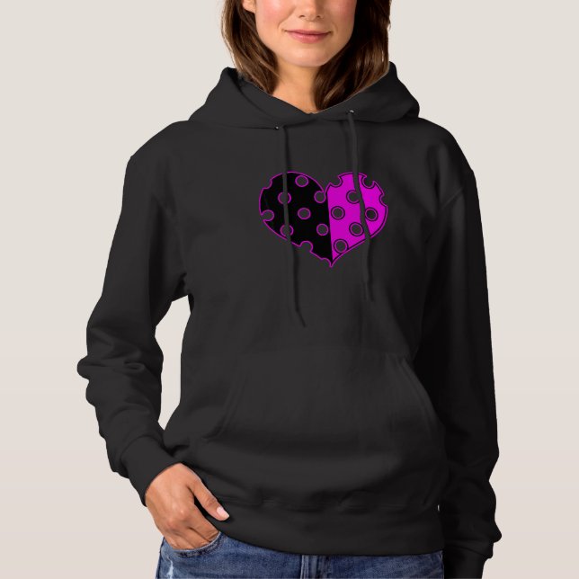 Pull À Capuche Cœur à pois en noir et rose (Devant)