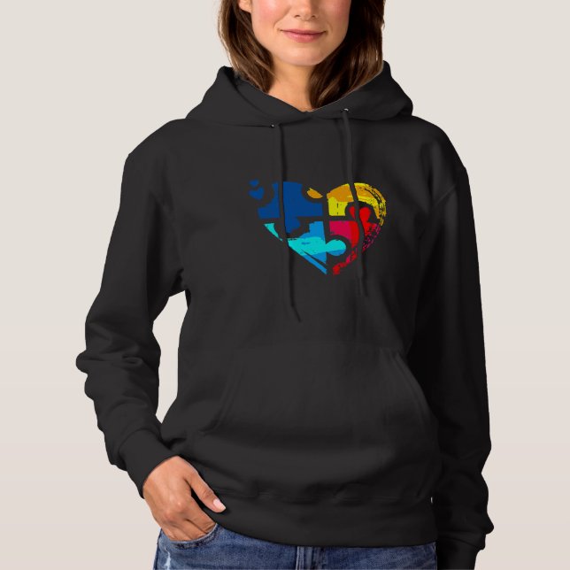 Pull À Capuche Coeur de sensibilisation sur l'autisme (Devant)