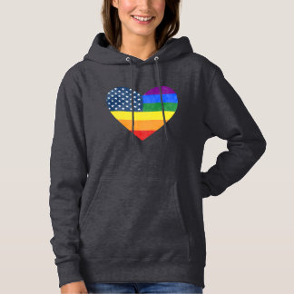 Pull À Capuche Coeur du drapeau de la fierté américaine (en détre