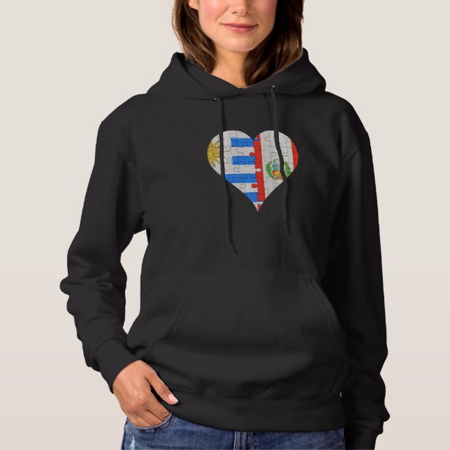 Pull À Capuche Coeur du drapeau péruvien d'Uraguyan (Devant)