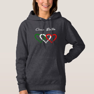 Pull À Capuche Coeurs italiens   Ciao Bella   Votre texte